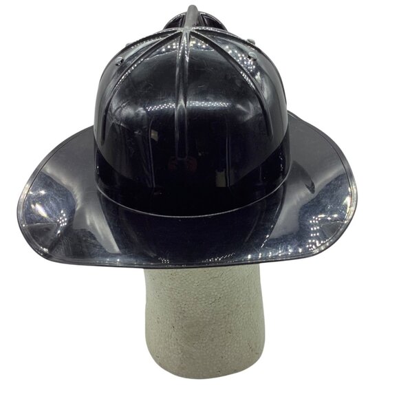 Vtg Firefighter Helmet Hat Toy Black OFPE Trademark Kid Size Small Adjustable - Picture 5 of 7